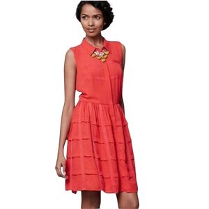 Sachin + Babi Red Tiered Habitual Shirt Retro Preppy Dress Women's Size 0